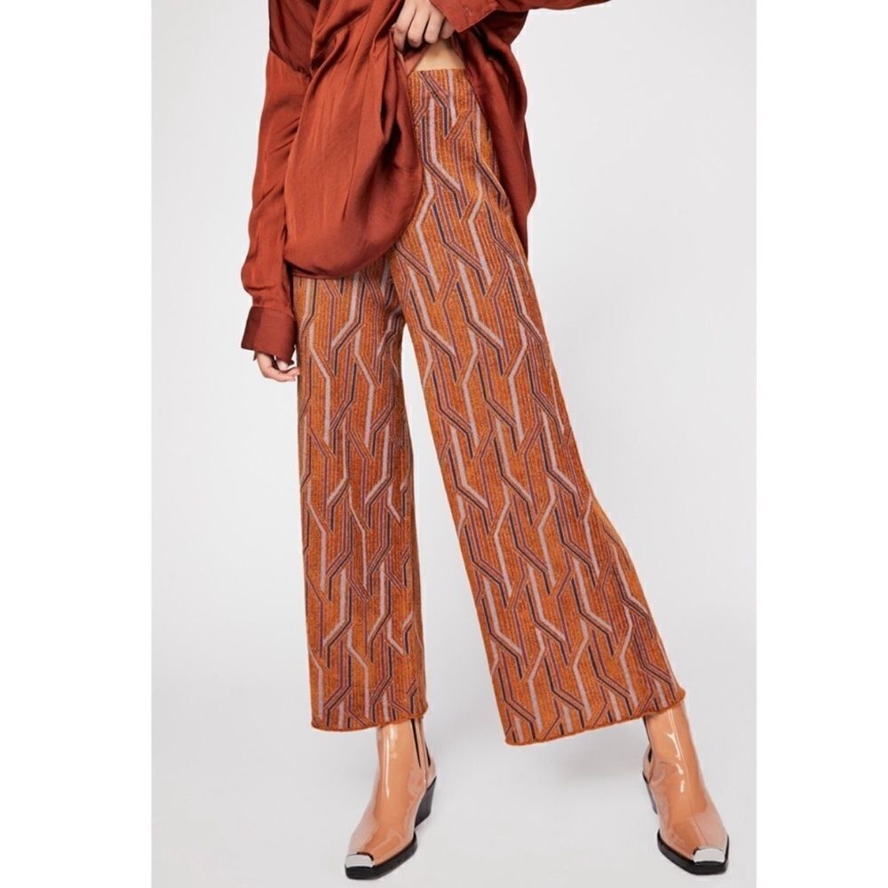 Free People Alina A-line Pants Red pattern Size small NWT